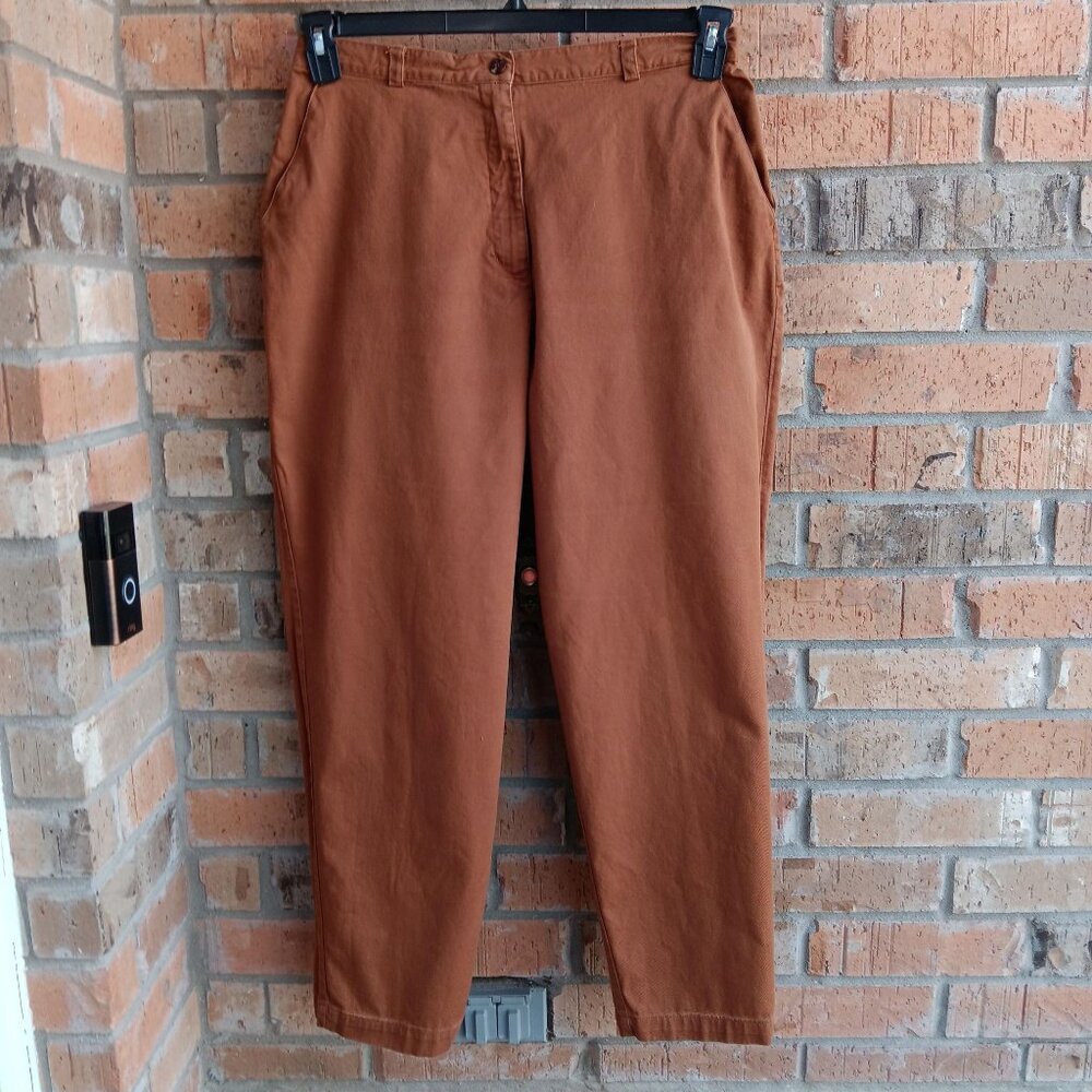 Karen Scott Womens Casual Ankle Pants 100% Cotton Cinnamon Brown Size 16
